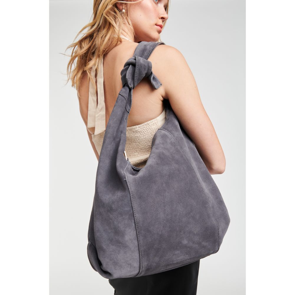 Woman wearing Grey Moda Luxe Emma Hobo 842017116844 View 1 | Grey