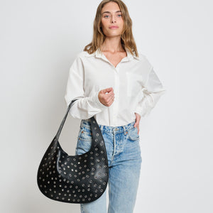 Woman wearing Black Moda Luxe Turner Hobo 842017136361 View 3 | Black