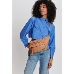 Woman wearing Camel Moda Luxe Samira Belt Bag 842017132752 View 1 | Camel