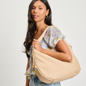 Woman wearing Natural Moda Luxe Majestique Hobo 842017134688 View 3 | Natural