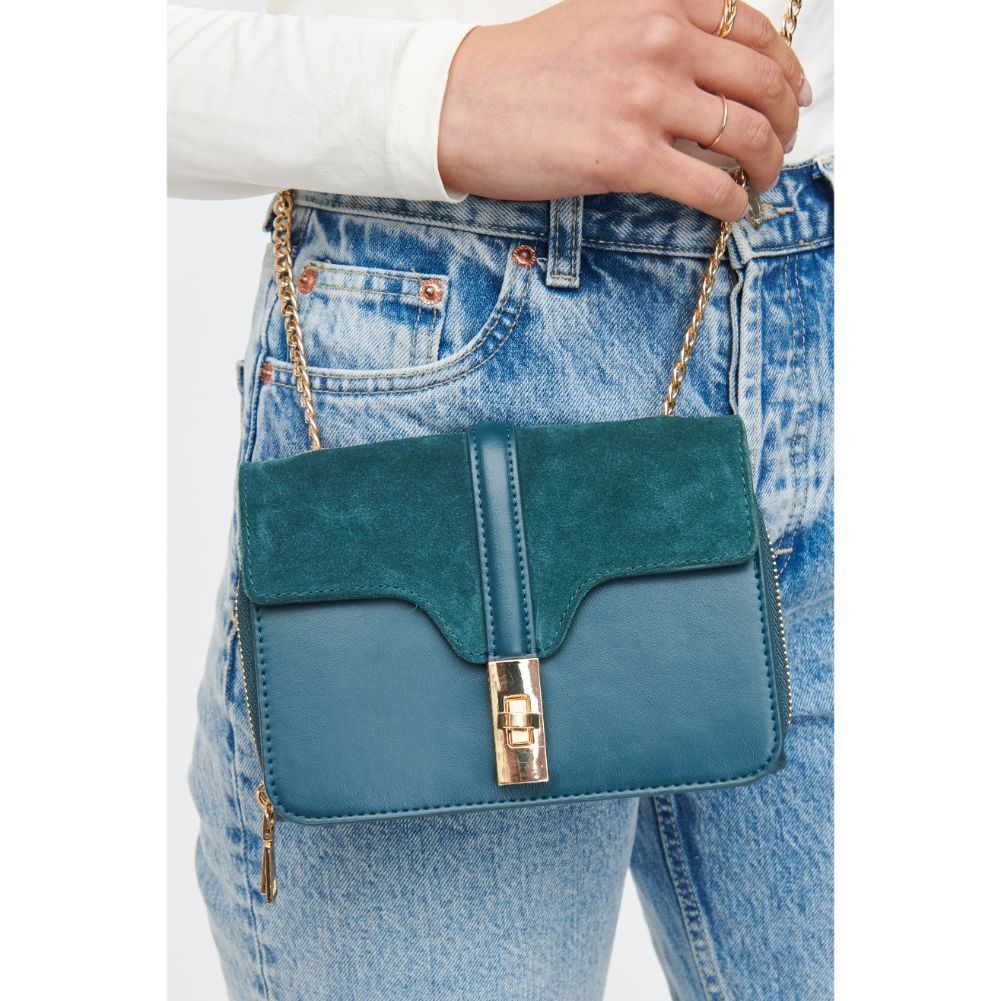 Woman wearing Emerald Moda Luxe Mila Crossbody 842017130604 View 4 | Emerald