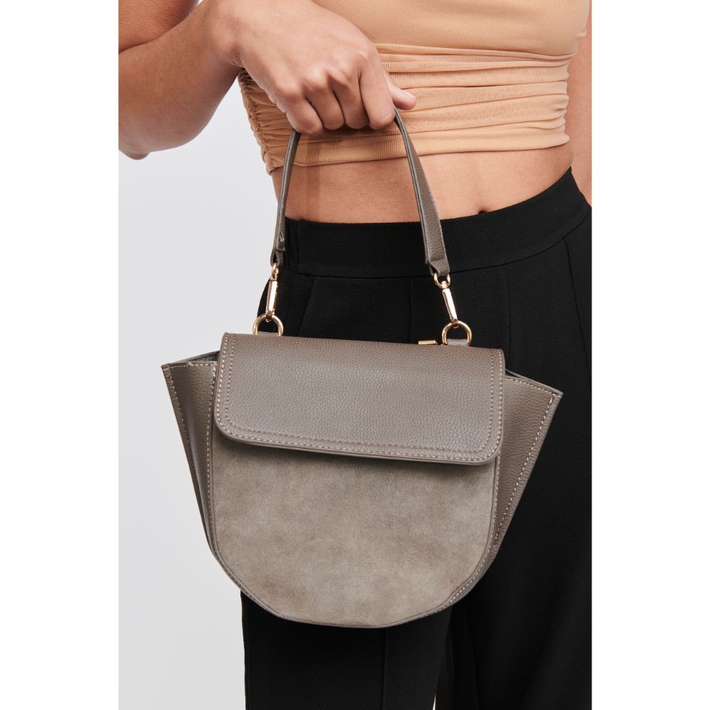 Woman wearing Grey Moda Luxe Juniper Messenger 842017123460 View 2 | Grey