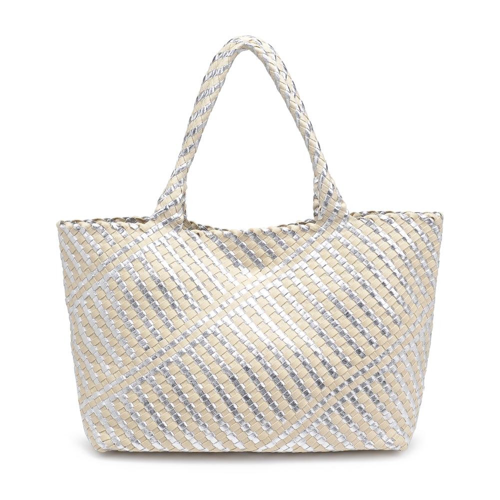 Product Image of Moda Luxe Solana - Mixed Material Tote 842017136866 View 7 | Silver Ivory