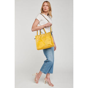 Woman wearing Yellow Moda Luxe Valerie Tote 842017113744 View 4 | Yellow