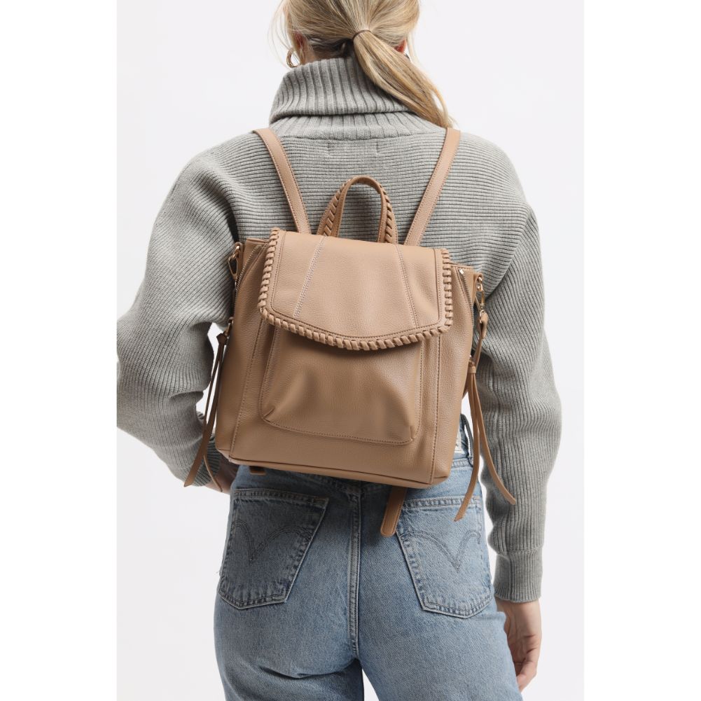 Woman wearing Natural Moda Luxe Dido Backpack 842017133254 View 2 | Natural