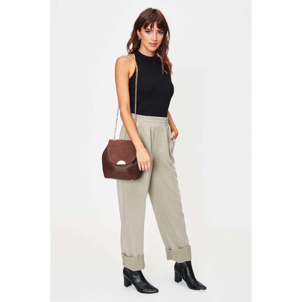 Woman wearing Espresso Moda Luxe Breanna Crossbody 842017128571 View 4 | Espresso