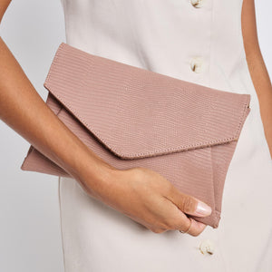 Woman wearing Mauve Moda Luxe Cara Clutch 842017118206 View 1 | Mauve