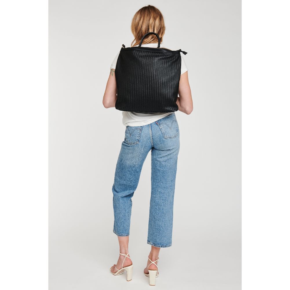 Woman wearing Black Moda Luxe Belle Tote 842017126843 View 2 | Black