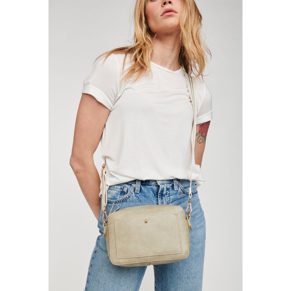 Woman wearing Sage Moda Luxe Skylie Crossbody 842017126737 View 1 | Sage