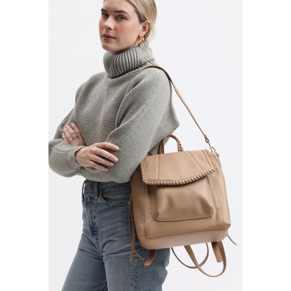 Woman wearing Natural Moda Luxe Dido Backpack 842017133254 View 3 | Natural