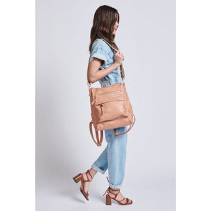 Woman wearing Blush Moda Luxe Riley Backpack 842017129431 View 4 | Blush