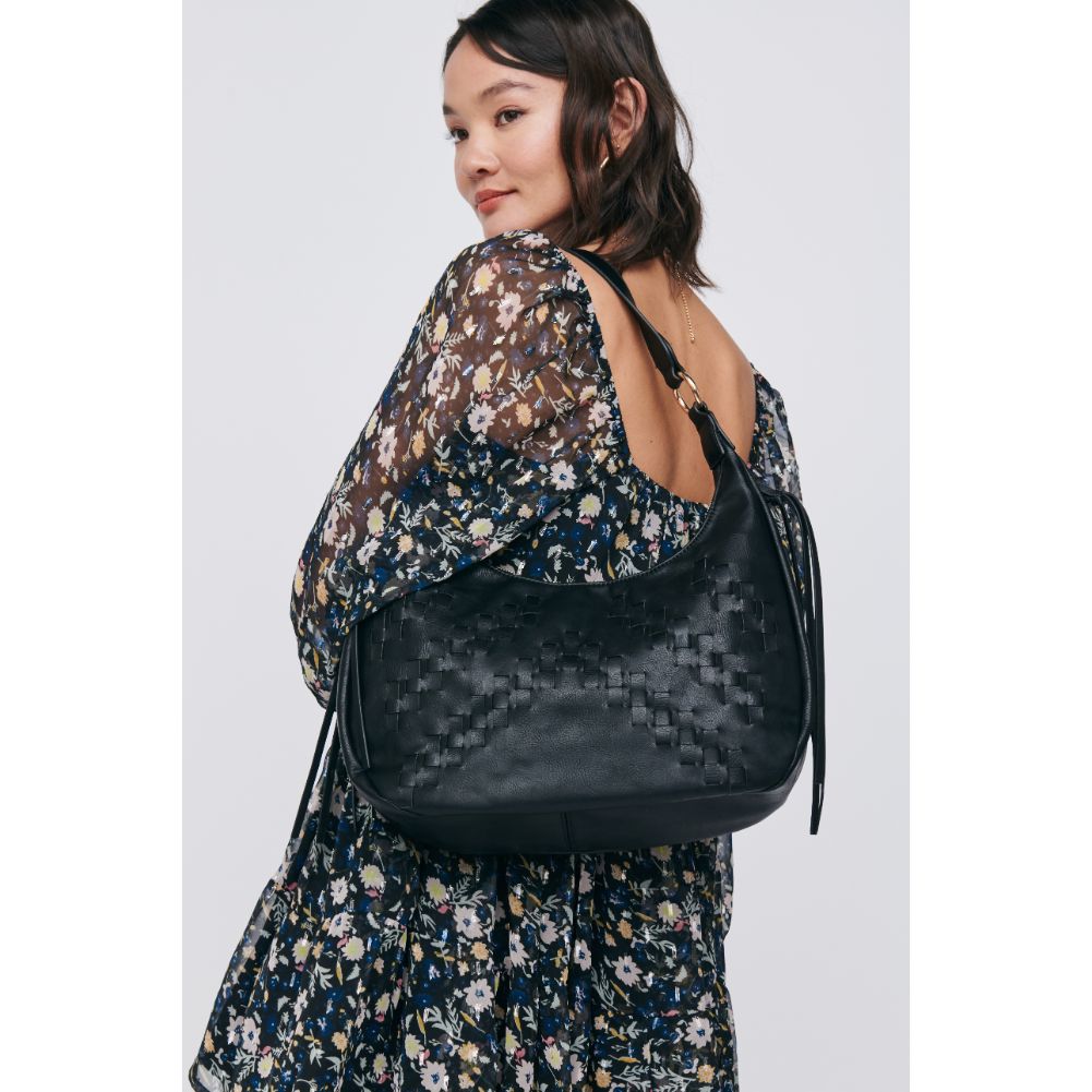 Woman wearing Black Moda Luxe Josie Hobo 842017129875 View 2 | Black