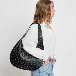 Woman wearing Black Moda Luxe Turner Hobo 842017136361 View 2 | Black