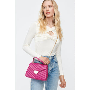 Woman wearing Fuchsia Moda Luxe Nora Crossbody 842017130499 View 4 | Fuchsia