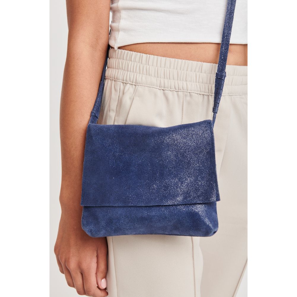 Woman wearing Navy Moda Luxe Monroe Crossbody 842017115328 View 2 | Navy