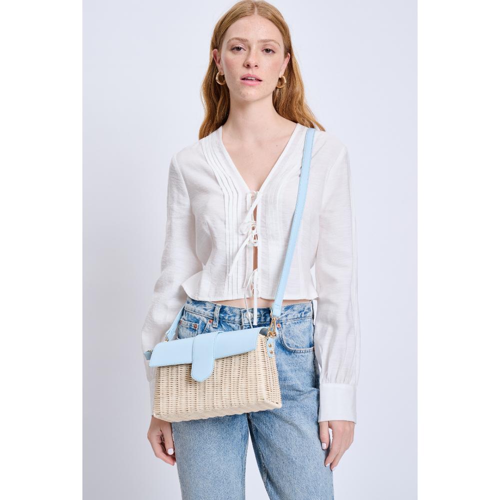 Woman wearing Sky Blue Moda Luxe Swanki Crossbody 842017135234 View 1 | Sky Blue