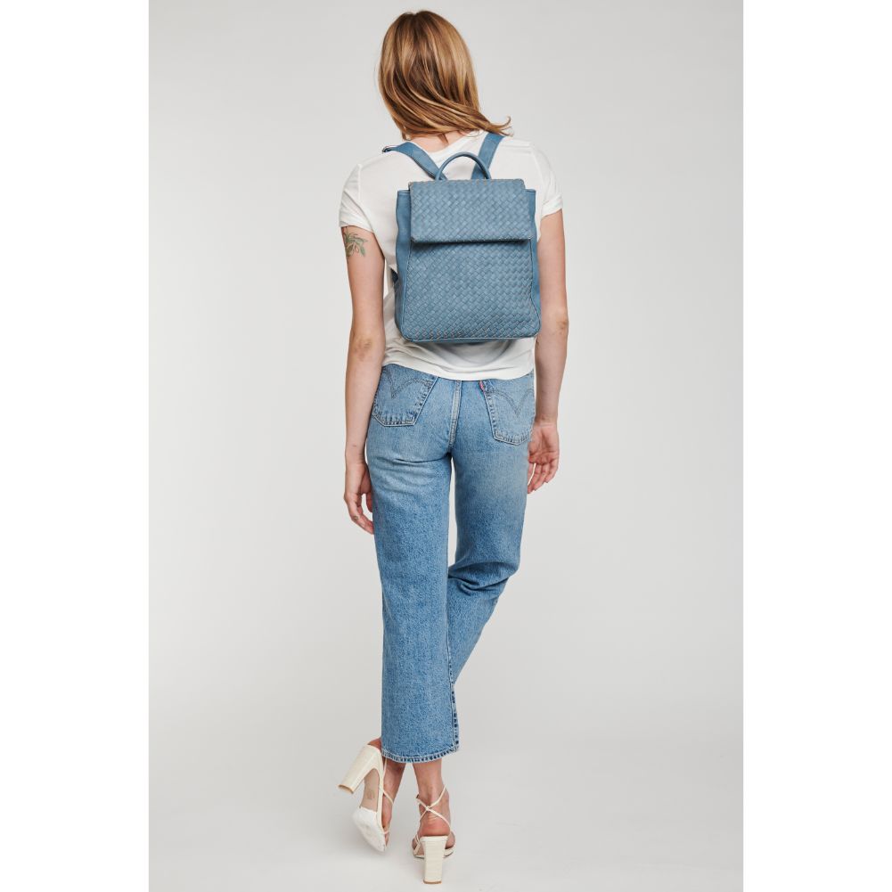 Woman wearing Denim Moda Luxe Aurie Backpack 842017127291 View 4 | Denim