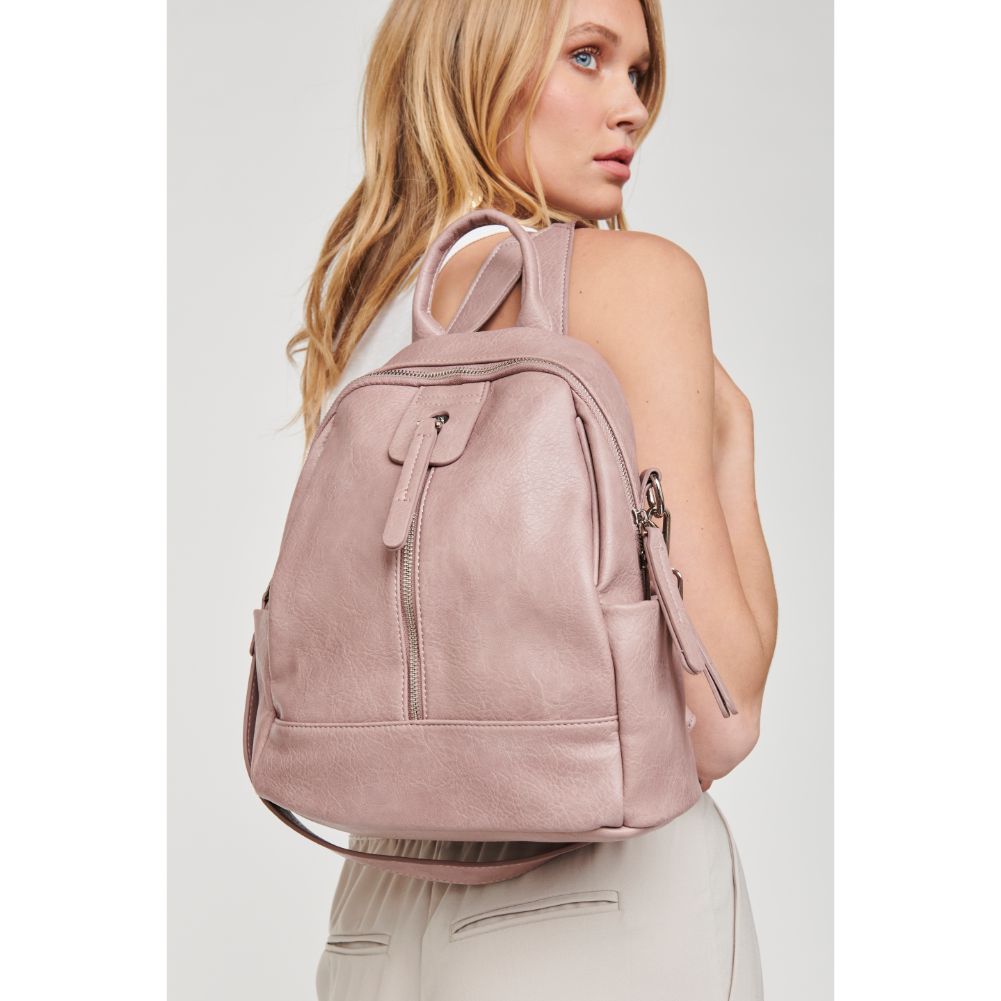 Woman wearing Mauve Moda Luxe Bowie Backpack 842017125877 View 2 | Mauve