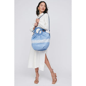 Woman wearing Blue Moda Luxe Marguerite Mini Tote 842017112631 View 2 | Blue