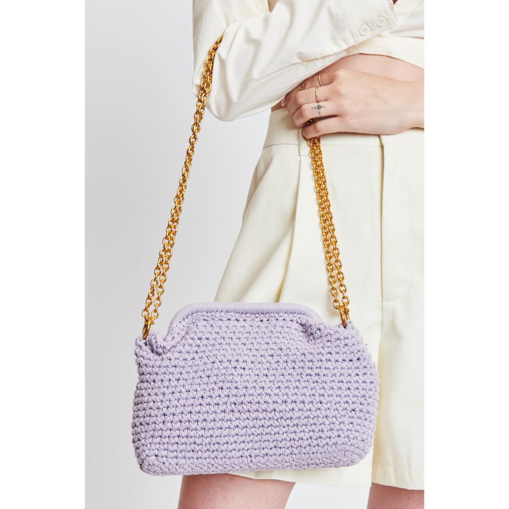 Woman wearing Lilac Moda Luxe Christabel Crossbody 842017131090 View 1 | Lilac