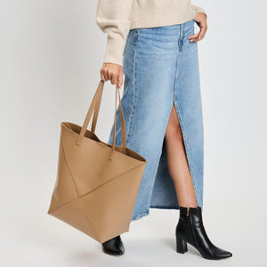 Woman wearing Natural Moda Luxe Lauren Tote 842017136705 View 3 | Natural