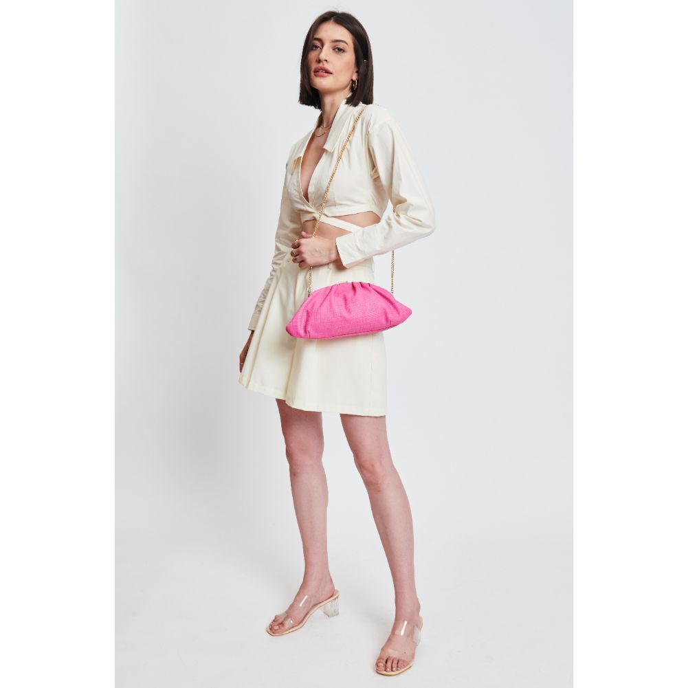 Woman wearing Hot Pink Moda Luxe Jewel Clutch 842017131861 View 3 | Hot Pink