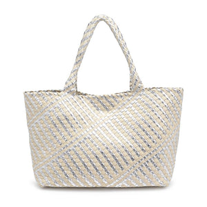 Product Image of Product Image of Moda Luxe Solana Tote 842017136866 View 3 | Silver Ivory