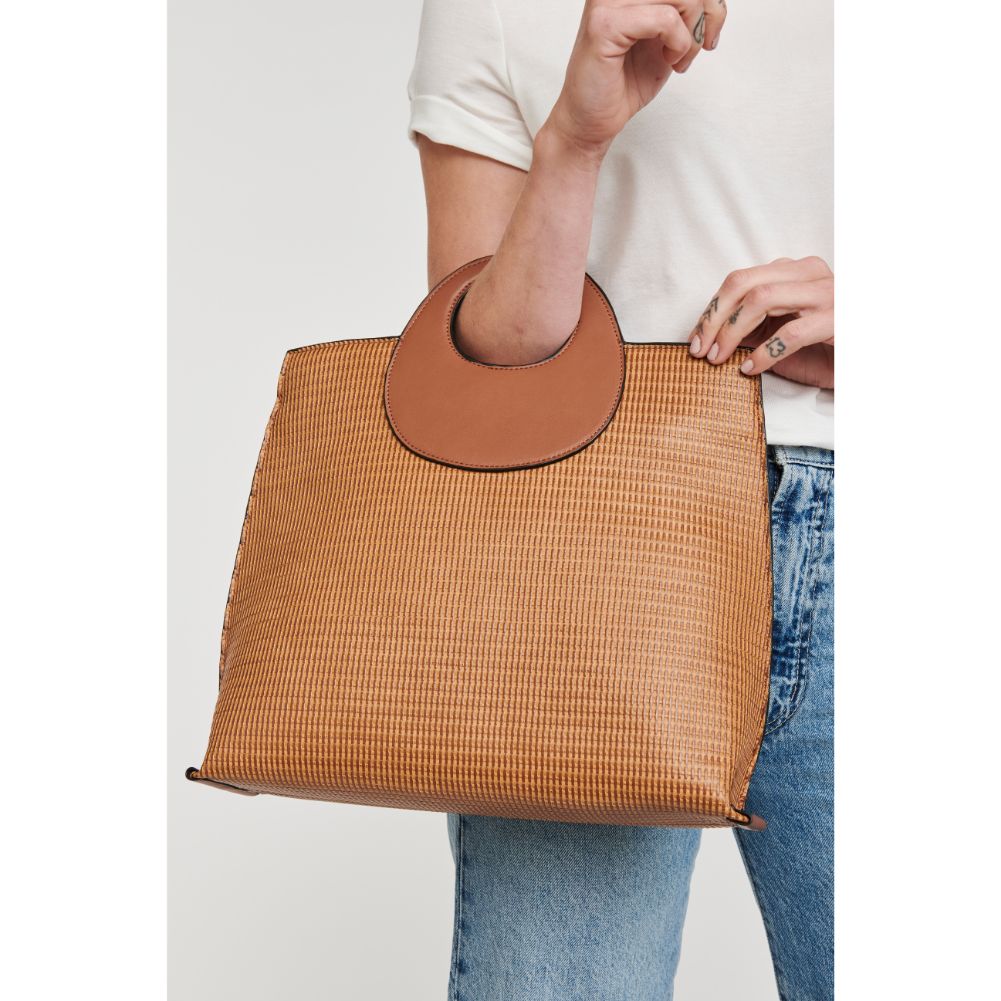 Woman wearing Tan Moda Luxe Sienna Tote 842017124702 View 2 | Tan