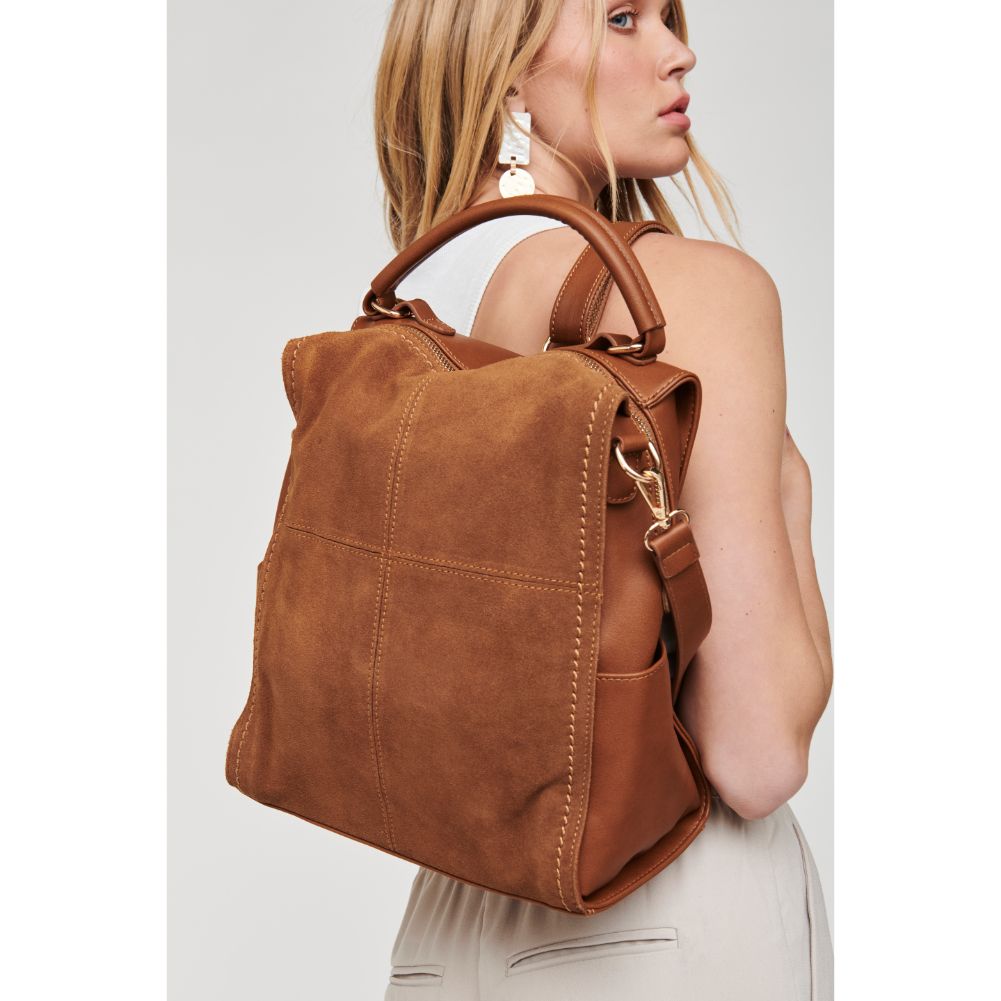 Woman wearing Tan Moda Luxe Brette Backpack 842017114666 View 2 | Tan