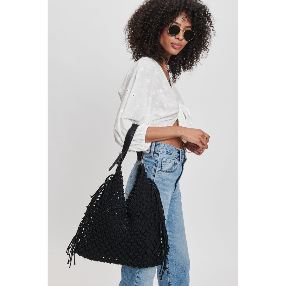 Woman wearing Black Moda Luxe Ariel Hobo 842017131809 View 2 | Black