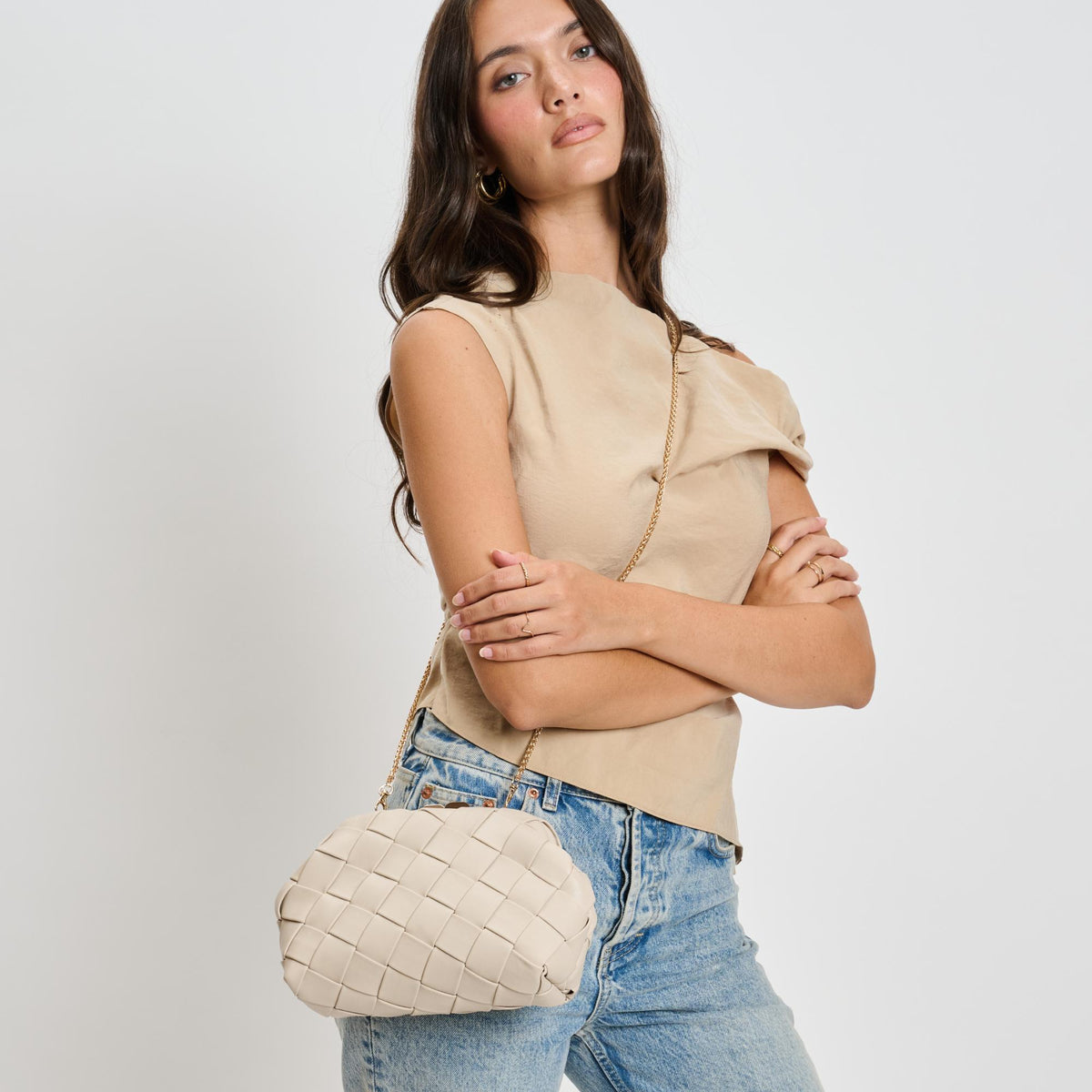 Woman wearing Ivory Moda Luxe Pauline Crossbody 842017135906 View 1 | Ivory