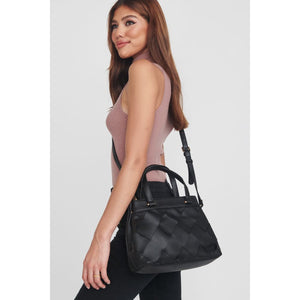 Woman wearing Black Moda Luxe Sophia Tote 842017128823 View 3 | Black