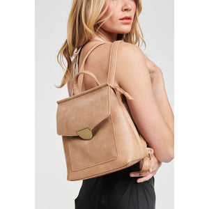 Woman wearing Camel Moda Luxe Claudette Backpack 842017127437 View 2 | Camel