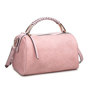 Petra Dome Satchel Handbag, Vegan Leather, Lilac/Navy/Bone White
