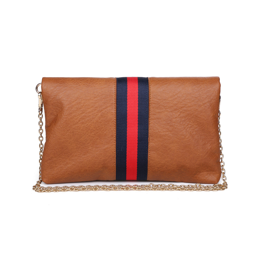 Clare V, Bags, Clare V Stripe Foldover Brown White Red Leather Clutch